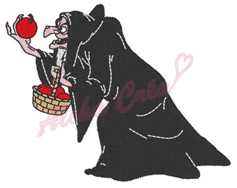 HALLOWEEN machine embroidery pattern scary old witch basket  - instant download