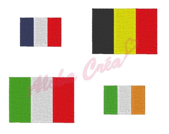 Machine embroidery design Irish Italian french belgian tricolor flag - instant download