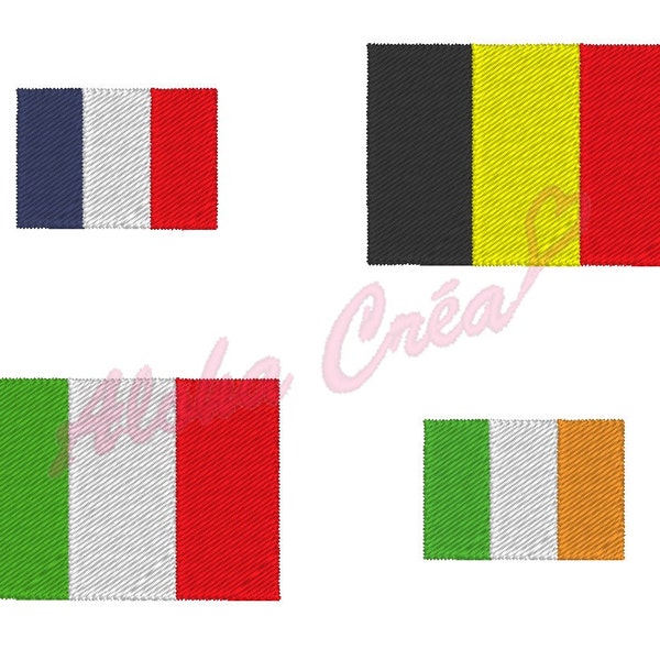 Motif broderie machine Drapeau tricolore francais italien irlandais belge- téléchargement instantané