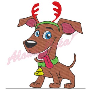 Machine Embroidery Design christmas dog - Instant Digital Download