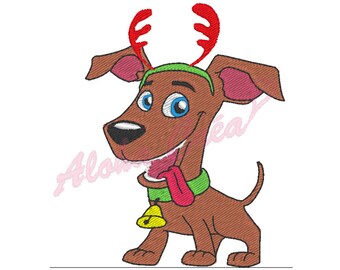 Machine Embroidery Design christmas dog - Instant Digital Download