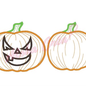 Machine Embroidery Design applique pumpkin halloween 2 models 4 sizes - Instant Digital Download