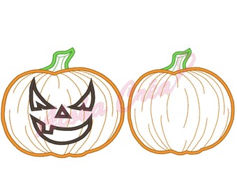 Machine Embroidery Design applique pumpkin halloween 2 models 4 sizes - Instant Digital Download
