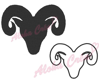Machine Embroidery Design astrological sign zodiac symbol aries shadow + applique (3 sizes) - Instant Digital Download