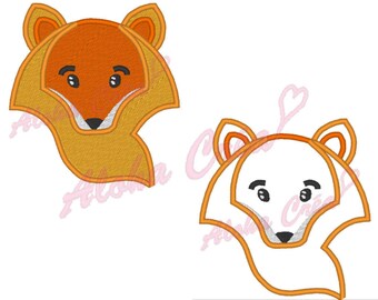 Machine Embroidery Design applique cute little fox 2 models - multiple sizes - Instant Digital Download