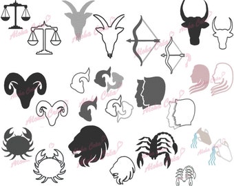 Machine Embroidery Design pack astrological sign zodiac symbol shadow + applique (several sizes) - Instant Digital Download