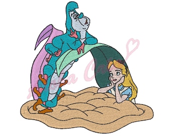 RESERVE Custom machine embroidery design Alice and caterpillar - instant download