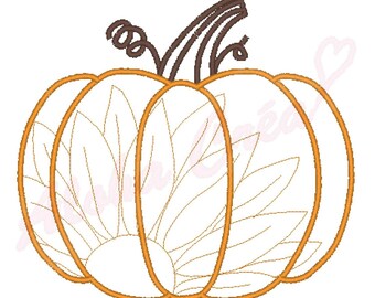 Machine Embroidery Design applique pumpkin flower 4 sizes - Instant Digital Download