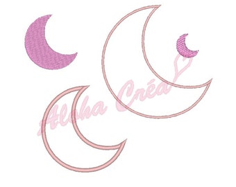 Machine Embroidery Design Moon Pack (16 size) - Instant Digital Download