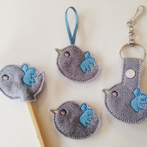 Motif broderie machine pack felties oiseaux - 4 modèles différents - TUTO INCLUS - téléchargement instantané