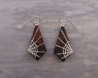 Boucles d'oreilles argentées toile d'araignée