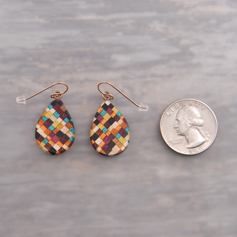 Artsy Fun Colorful Modern Wood Drop Statement Earrings image 4