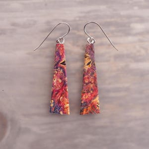 Dyed Burl Wood Dangle Earrings: Lightweight Statement Jewelry