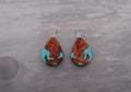 Reclaimed California Redwood and Turquoise Lake Earrings