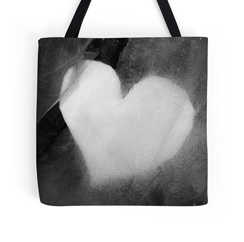 shopping bag reusable grocery bag birthday gift everyday bag heart tote black tote gym bag black bag arty bag Heart bag book tote