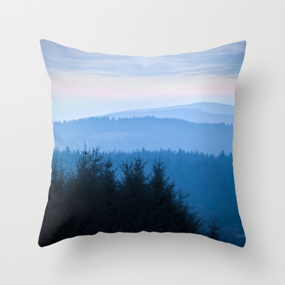Mountain pillow mountain cushion blue pillow blue cushion Etsy