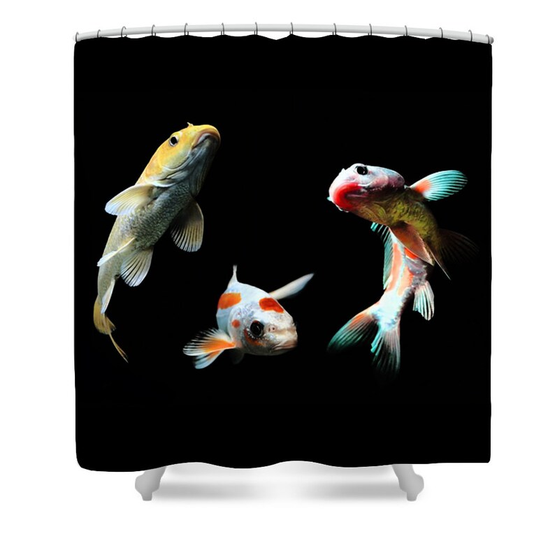 Goldfish Shower Curtain Goldfish Bathroom Decor Black Fish Etsy