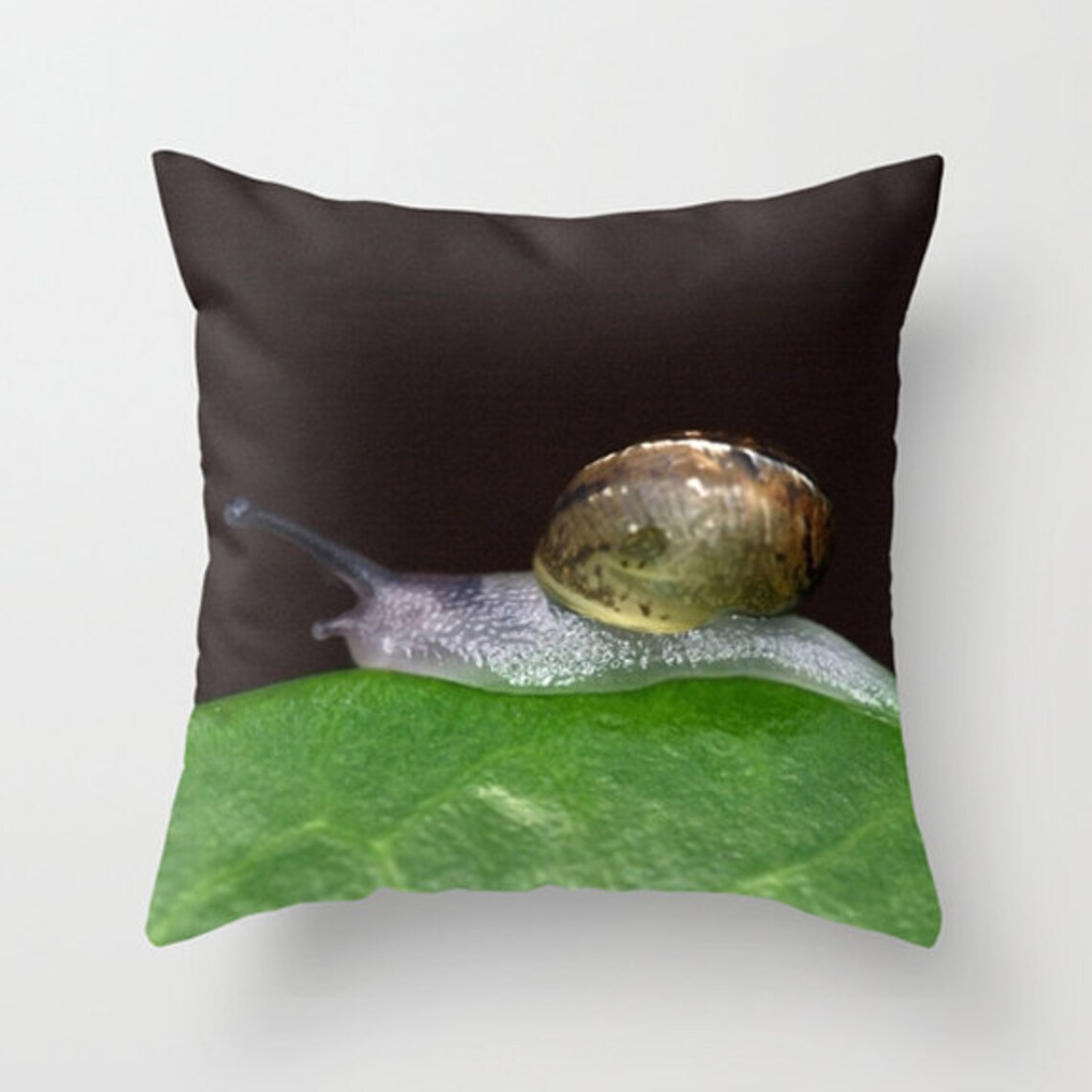 Snail pillow snail cushion green decor green and black Etsy