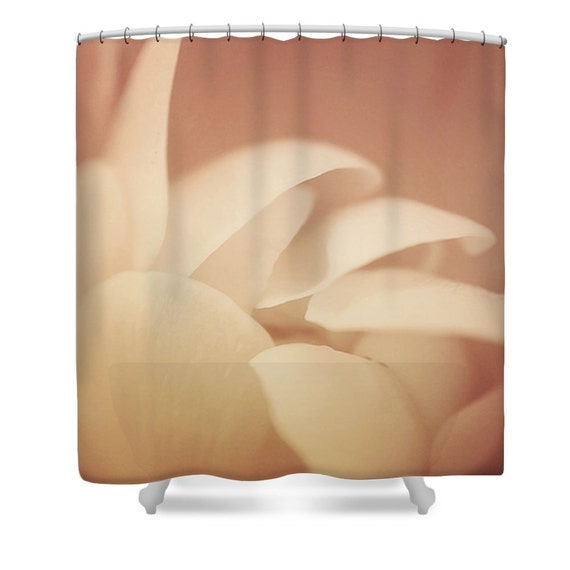 Peach Shower Curtain Peach Bathroom Decor Floral Shower Etsy