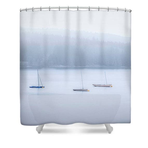 Blue Shower Curtain Blue Bathroom Decor Boat Shower Curtain Etsy