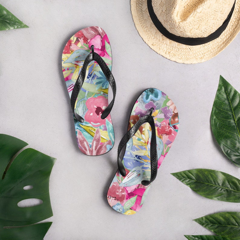 floral flip flops