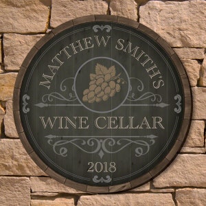 Gifts for Wine Lovers Beauteous Barrel Wine Cellar Sign Gifts for the Couple, Custom Signs, Personalized Wine Gift, Unique Wine Gifts image 1