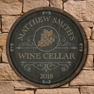 Gifts for Wine Lovers! - Beauteous Barrel Wine Cellar Sign - Gifts for the Couple, Custom Signs, Personalized Wine Gift, Unique Wine Gifts