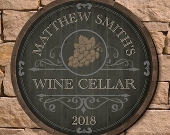 Gifts for Wine Lovers! - Beauteous Barrel Wine Cellar Sign - Gifts for the Couple, Custom Signs, Personalized Wine Gift, Unique Wine Gifts