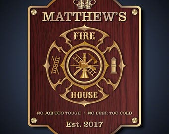 Firefighter Personalized Wooden Sign Fire Department Gifts Chief Retirement Maltese Cross Gift