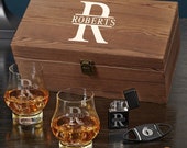 Oakmont Wescott Engraved Double Snifter Whiskey Glass and Cigar Gift Set - Gifts for Whiskey Lovers, Etched Whisky Snifters, Whiskey Box Set