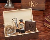 All The Vices Classic Monogram Gift Box - Personalized Gift Set, Whiskey Gift Box, Graduation Gift, Liquor Flask Gift, Retirement Gift Idea