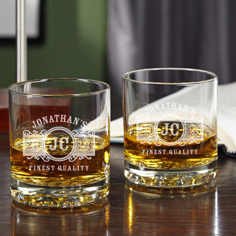 Marquee Personalized Buckman Whiskey Glasses Set Engraved - Etsy