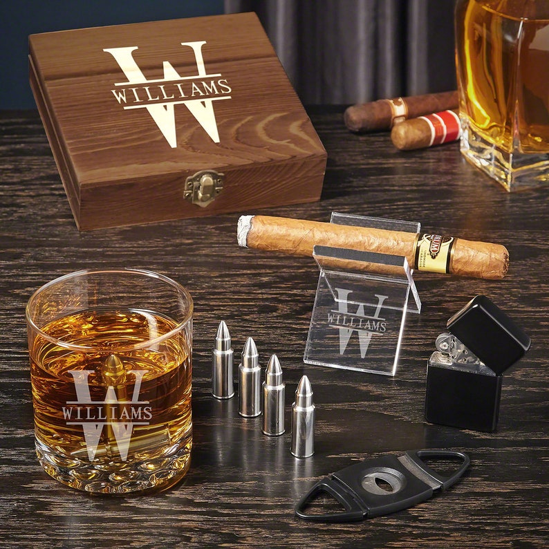 Make My Day Oakmont Custom Whiskey Glass and Cigar Gift Set Etsy