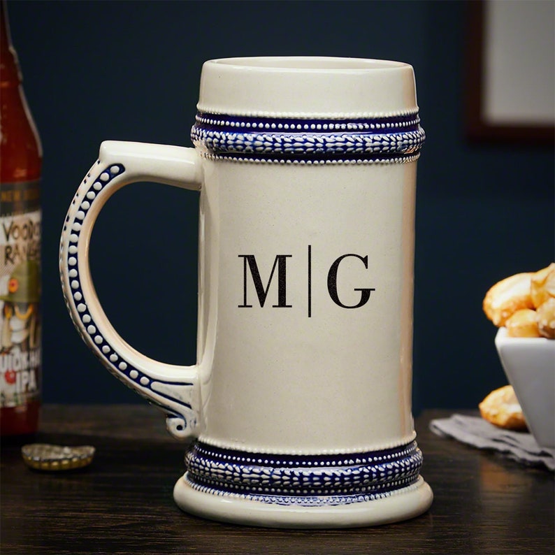 Engraved Ceramic Beer Stein Vintage Beer Stein, Hand-Painted Stein, Groomsmen Gifts image 10