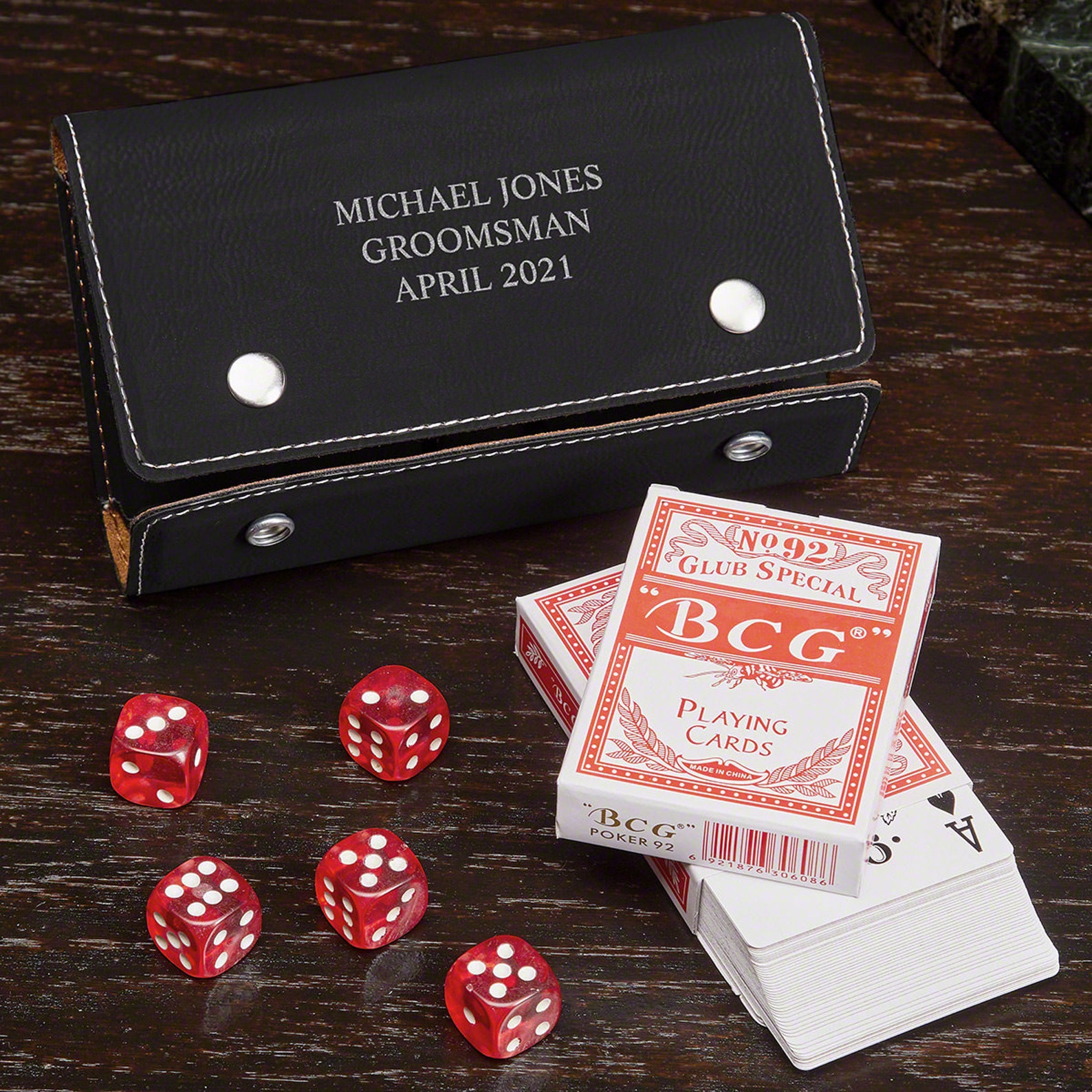 Personalized Card Game Set with Cards & Dice Gift for Poker Etsy