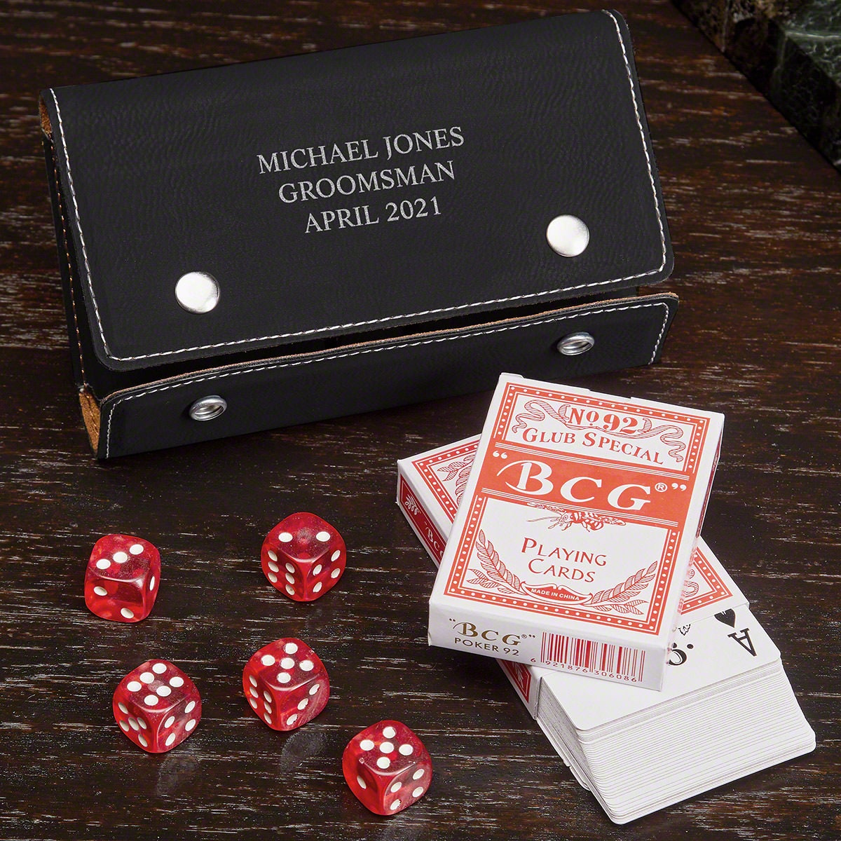 Personalized Card Game Set with Cards & Dice Gift for Poker Etsy