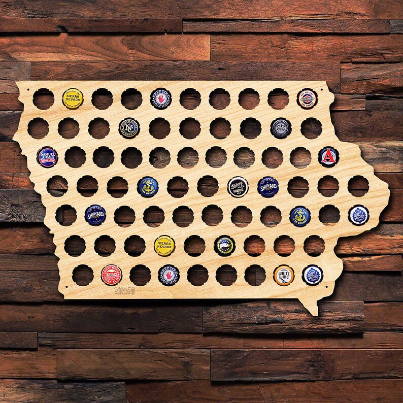 Iowa Beer Cap Map Unique Beer Gifts for Men Bottle Cap Etsy