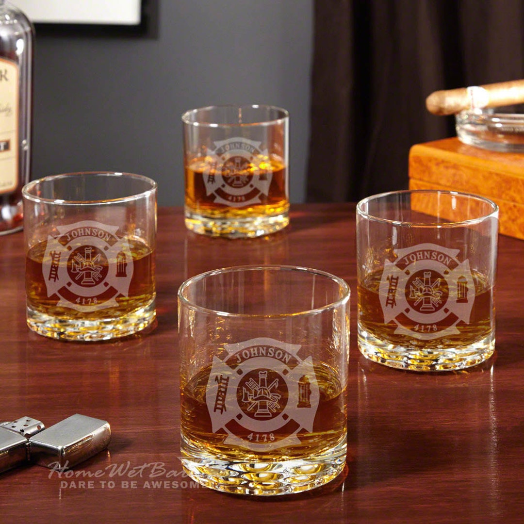 Engraved Whiskey Glasses for Firefighters Fire Chief Gift, Gifts for