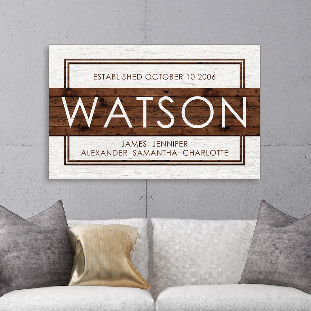 Custom Family Name Sign With Wood Grain - Large Wooden Name Sign for ...