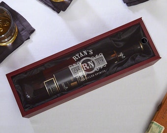 Engraved Liquor Bottle Box - Custom Housewarming Gift, Engraved Wedding Gift -
