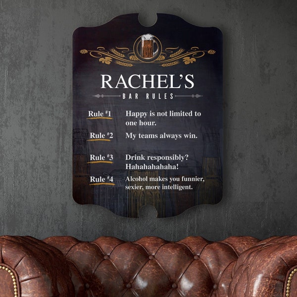 Personalized Bar Rules Sign Etsy