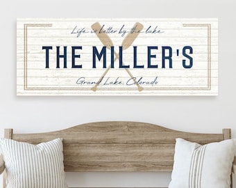 Custom Lake Life House Sign - Personalized Family Name, Baltic Birch Wood, Lake House Decor