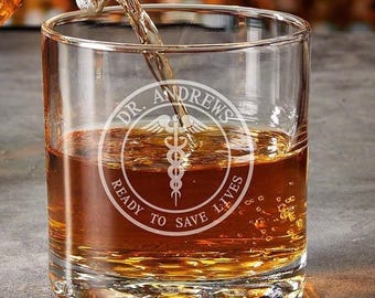 Old Fashioned Glass for Doctors -  Old Fashioned Gift, Med School Graduation Gift, Old Fashioned Whiskey  Glass Set, Gift for Doctor