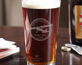 Personalized Pint Glass with Aviator Design for Pilots and Plane Enthusiasts - Perfect for Dad Gifts or to Commemorate Flight School Grads