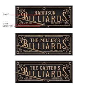 Vintage Personalized Billiards Sign - Square Wooden Sign for Basement ...