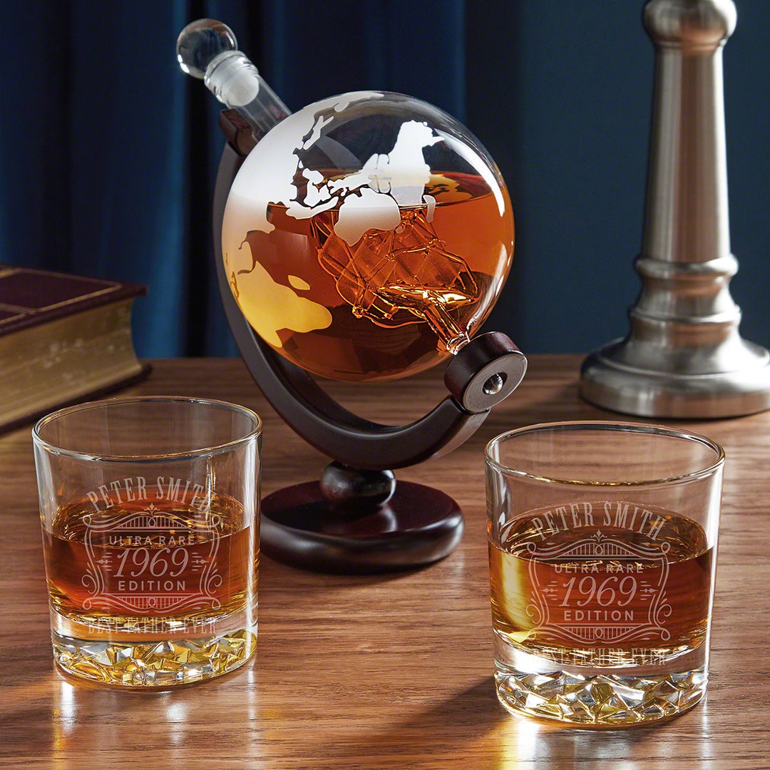 Larsen Whiskey Decanter Globe and Glassware Set