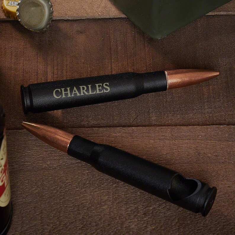 Engraved 50 Cal Bullet Bottle Opener Black Custom Bullet Etsy