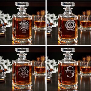 Custom Decanter Gift Set Firefighter Gifts, Engraved Decanter, Buckman ...