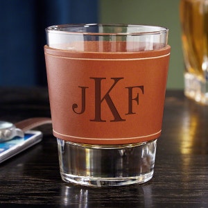 Personalized Leather Whiskey Glass – Custom Whiskey Glass Personalized for Whiskey Lovers, Gift for Man, Gift for Woman