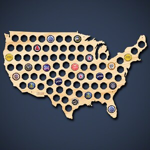 USA Beer Cap Map Made in USA, Bottle Cap Map, Craft Beer Lover, Beer Cap Holder, Beer Cap Display image 2